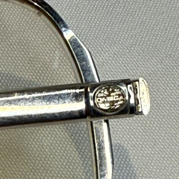 Omega Vintage Men's Designer Eyeglasses FRAMES only Aviator Silver 58/16 145 - Picture 6 of 7